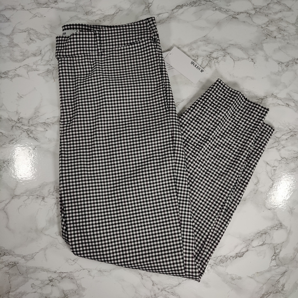NWT JustFab Black and Purple Gingham Plaid Pants Size 2X